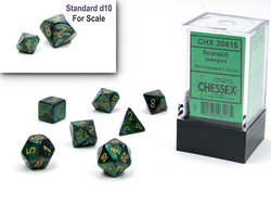 Chessex Scarab Mini-Polyhedral Jade/Gold 7-Die Set