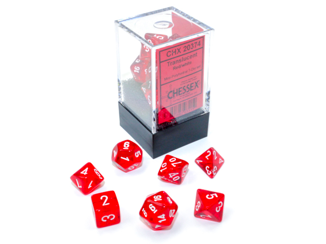 Chessex Translucent Mini-Polyhedral Red/White 7-Die Set