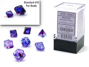 Chessex Nebula Mini-Polyhedral Nocturnal/Blue Luminary 7-Die Set