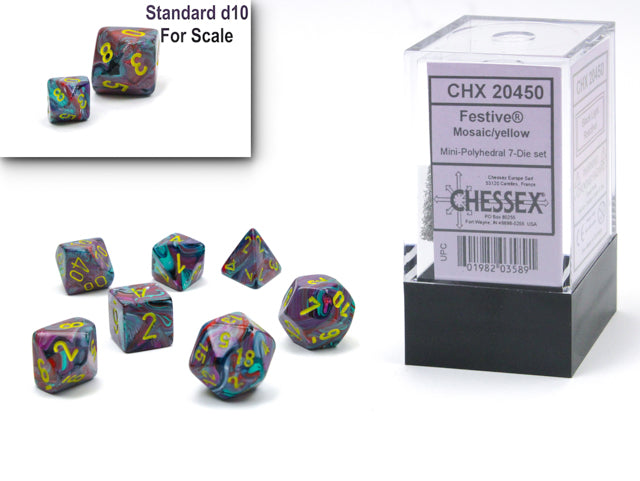 Mini Polyhedral 7 Die Set - Multiple Colors