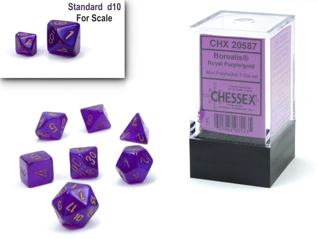 Mini Polyhedral 7 Die Set - Multiple Colors