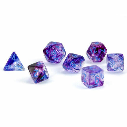 Chessex Nebula Mini-Polyhedral Nocturnal/Blue Luminary 7-Die Set