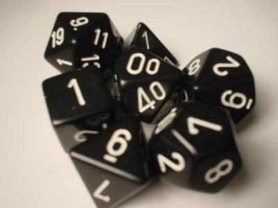 Chessex Black/White Opaque Polyhedral 7-Die Set